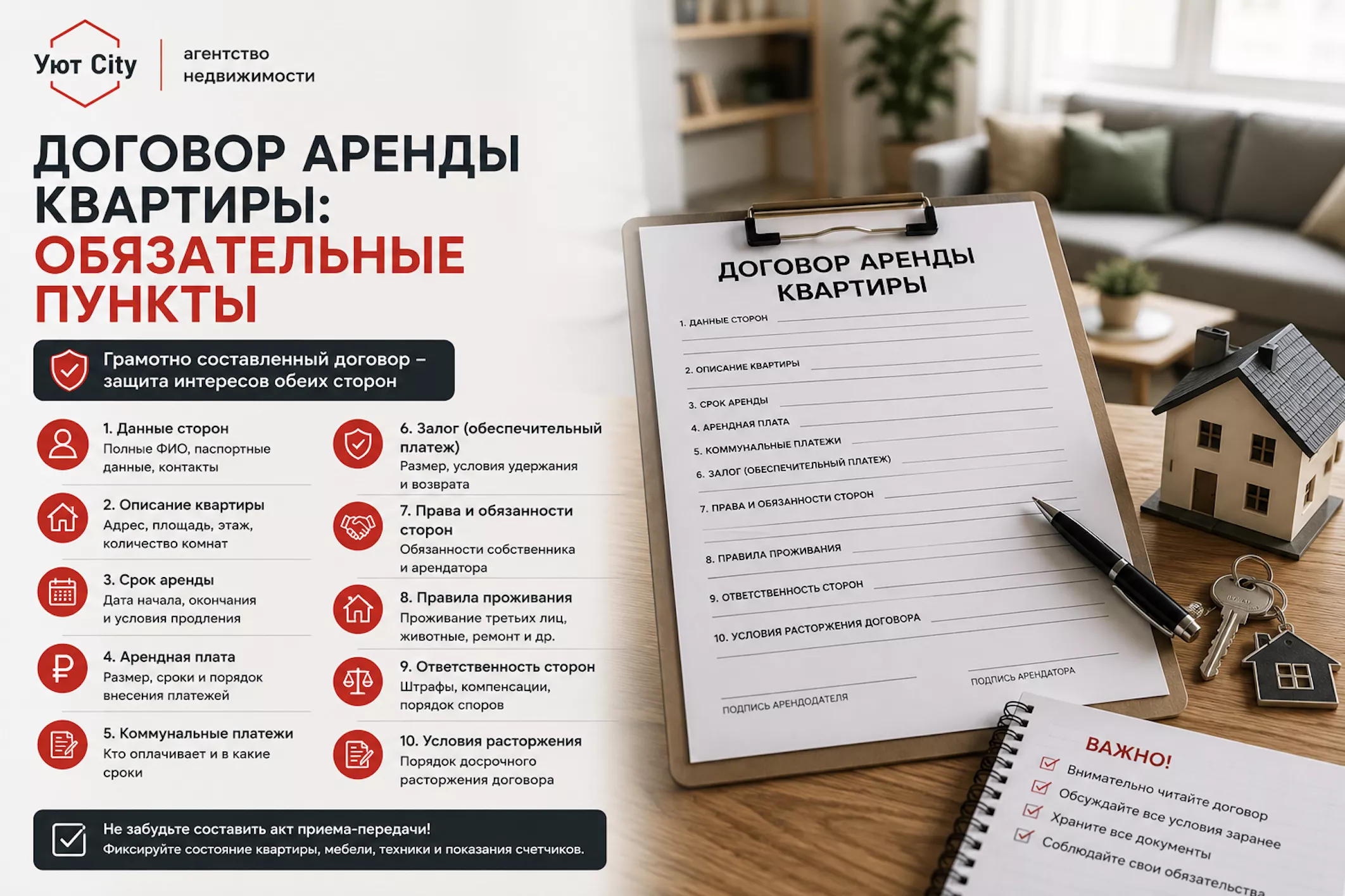Договор аренды квартиры: обязательные пункты